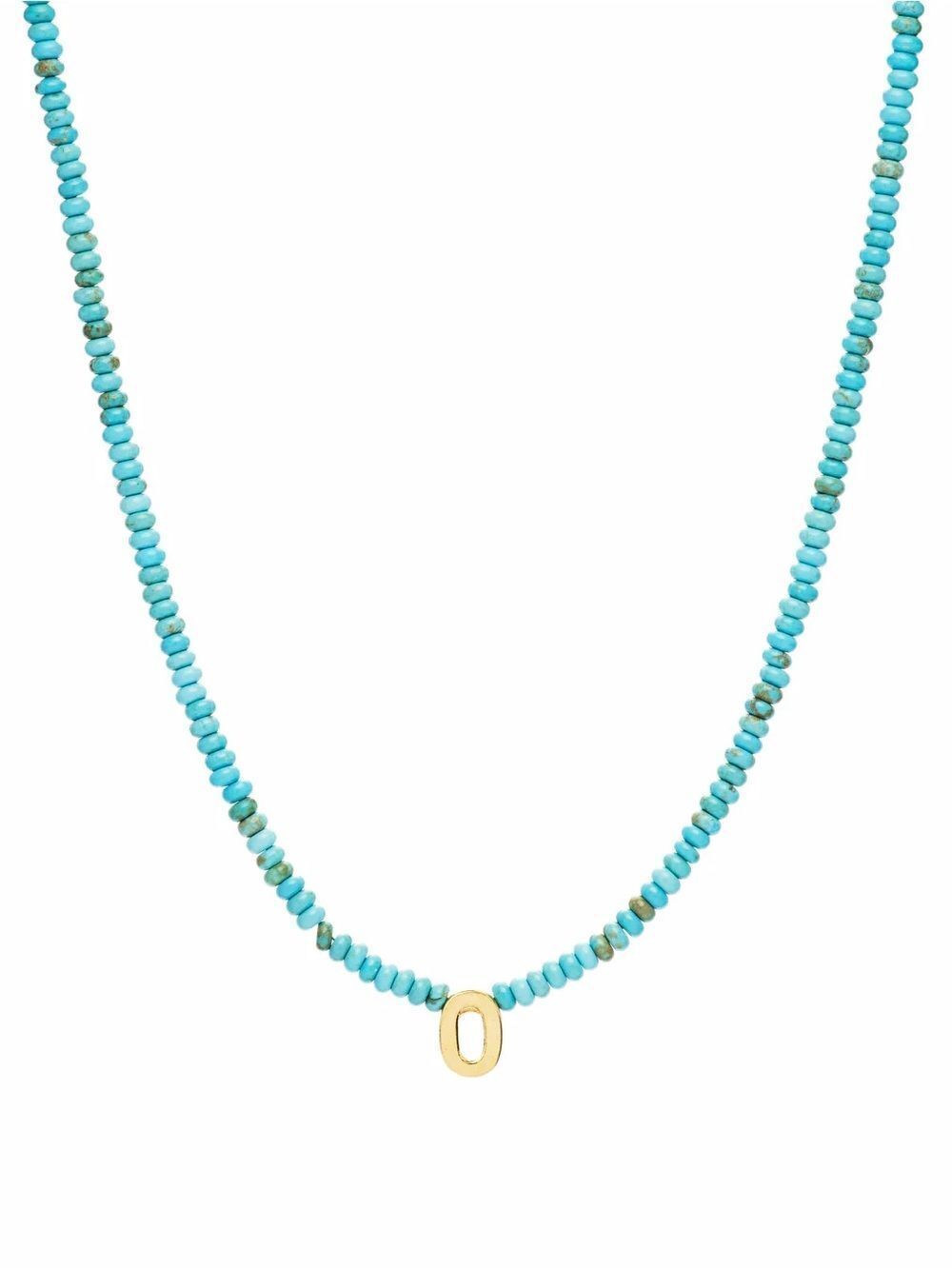O - Initial Turquoise Beaded Necklace by Mayamar